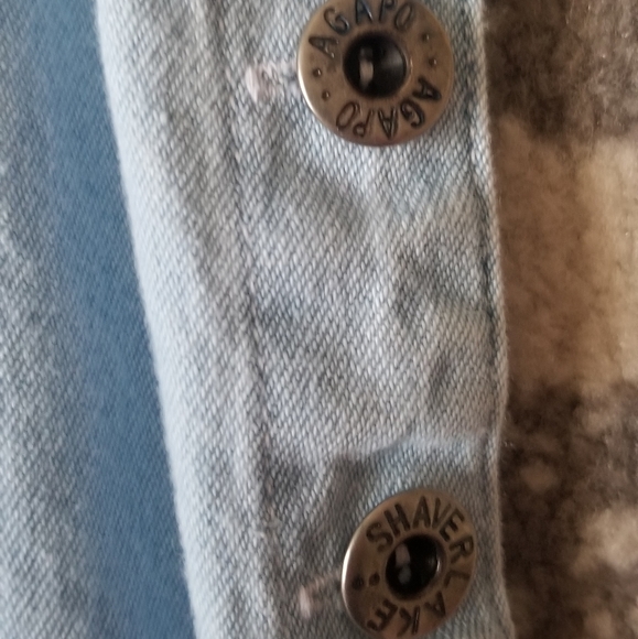 Vintage Agapo Shaverlake Denim American Flag Button Mini Dress Sz L - Picture 10 of 12